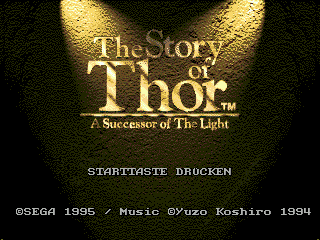 The Story of Thor title screen for Sega Mega Drive